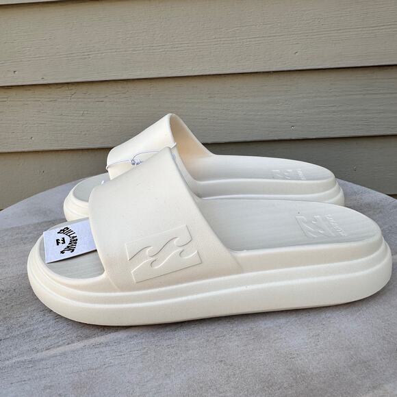Billabong Cloud Mens Recovery Slides Size 6 Cream Cushioned Sandals New - Picture 1 of 12